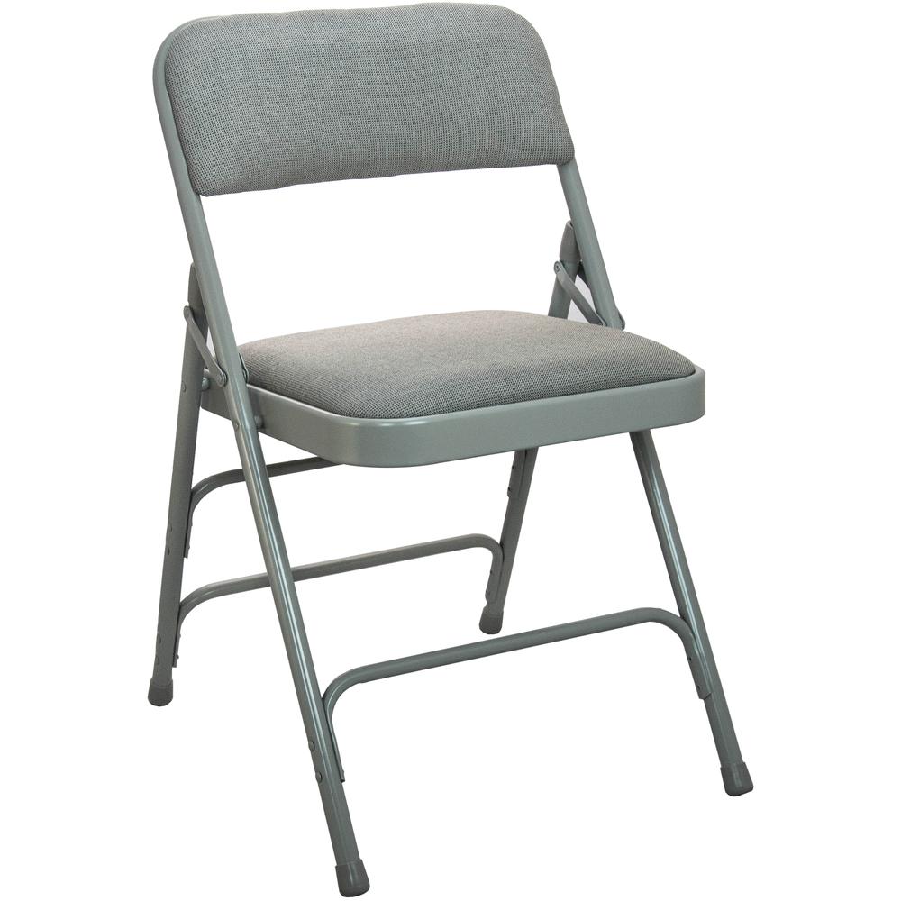 Advantage Grey Padded Metal Folding Chair - Grey 1-in Fabric Seat