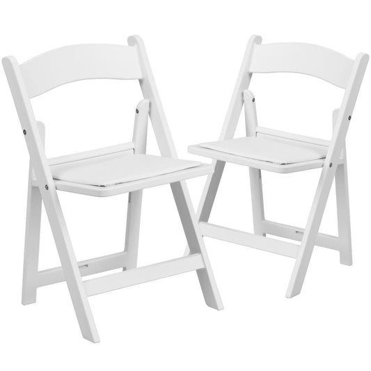 Kids Folding Chairs with Padded Seats | Set of 2 White Resin Folding Chair with Vinyl Padded Seat for Kids