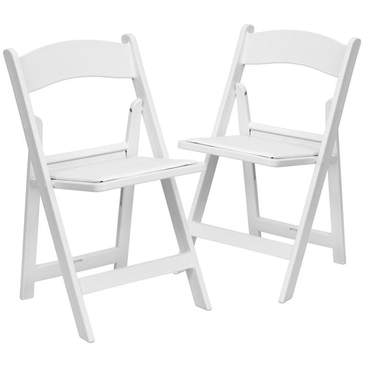 HERCULES Series Folding Chairs with Padded Seats | Set of 2 White Resin Folding Chair with Vinyl Padded Seat