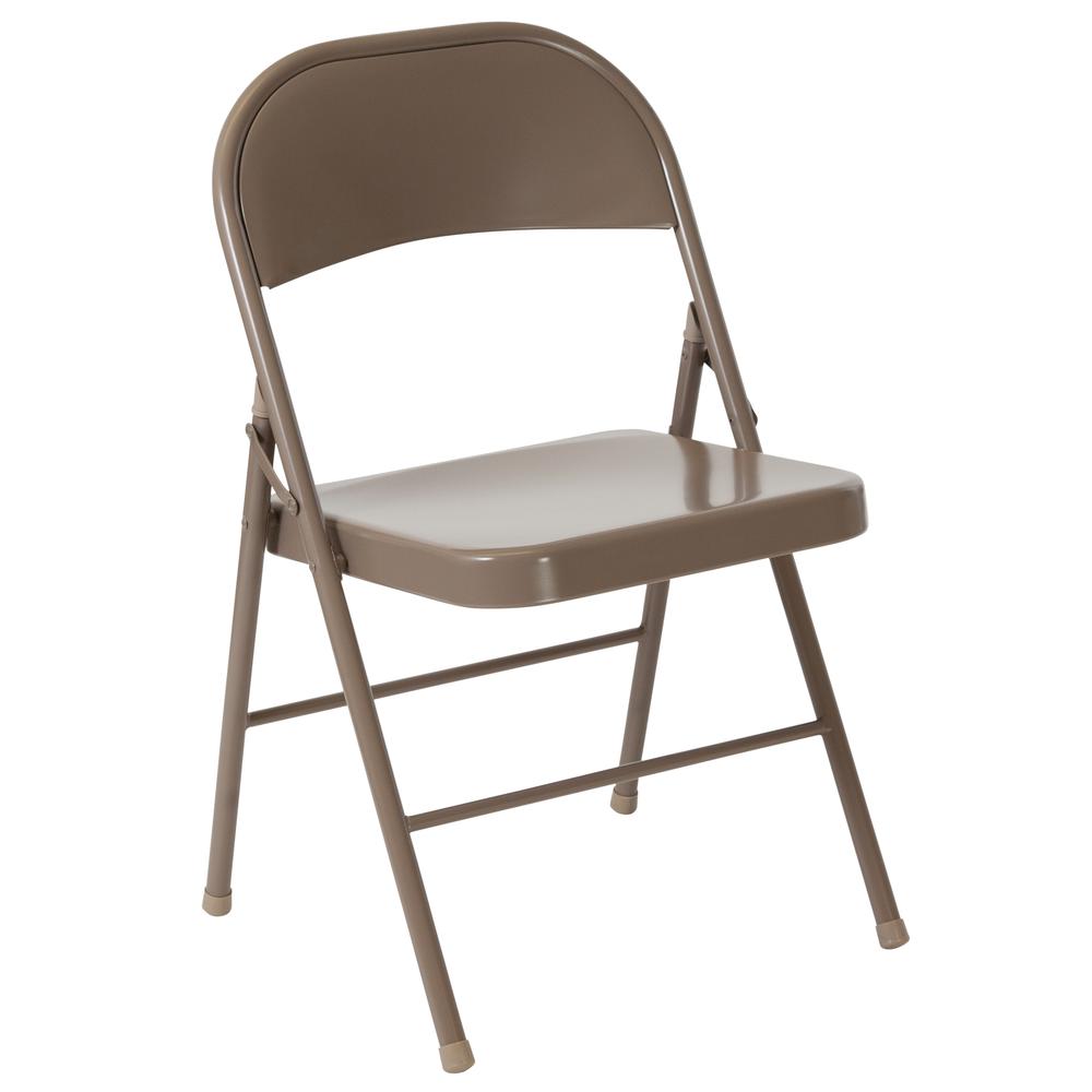 HERCULES Series Double Braced Beige Metal Folding Chair