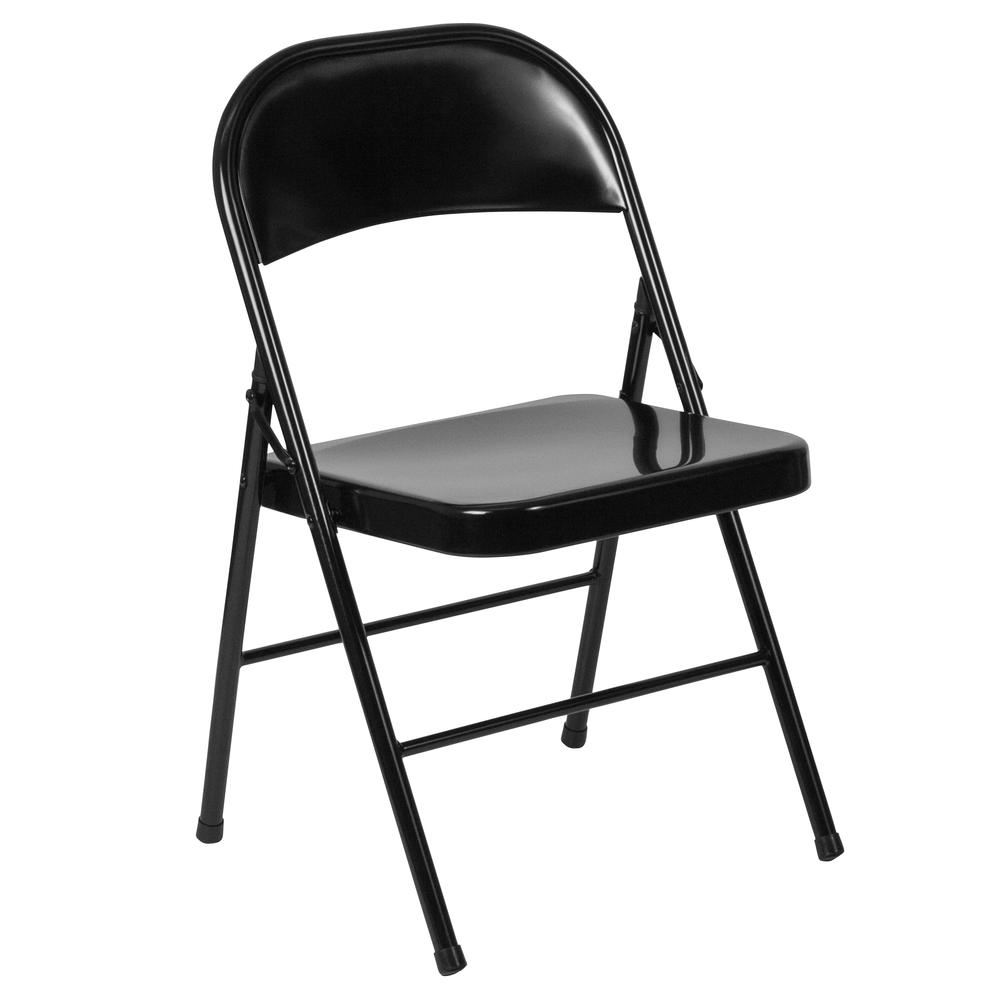 HERCULES Series Double Braced Black Metal Folding Chair