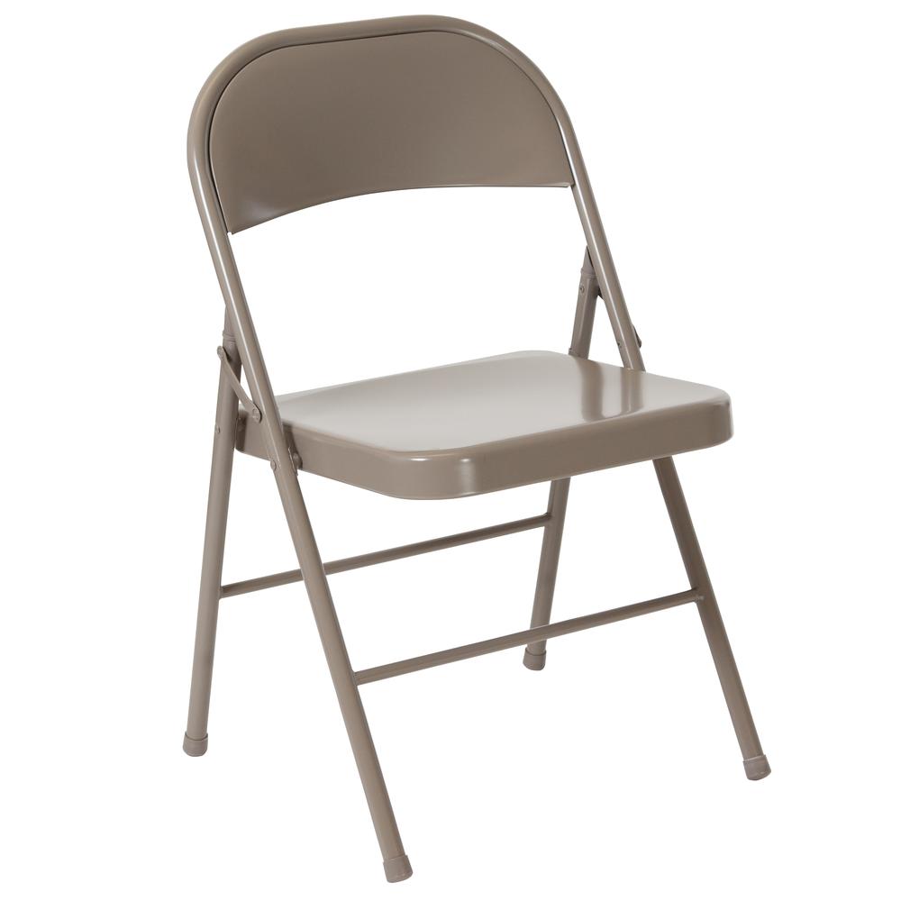 HERCULES Series Double Braced Gray Metal Folding Chair