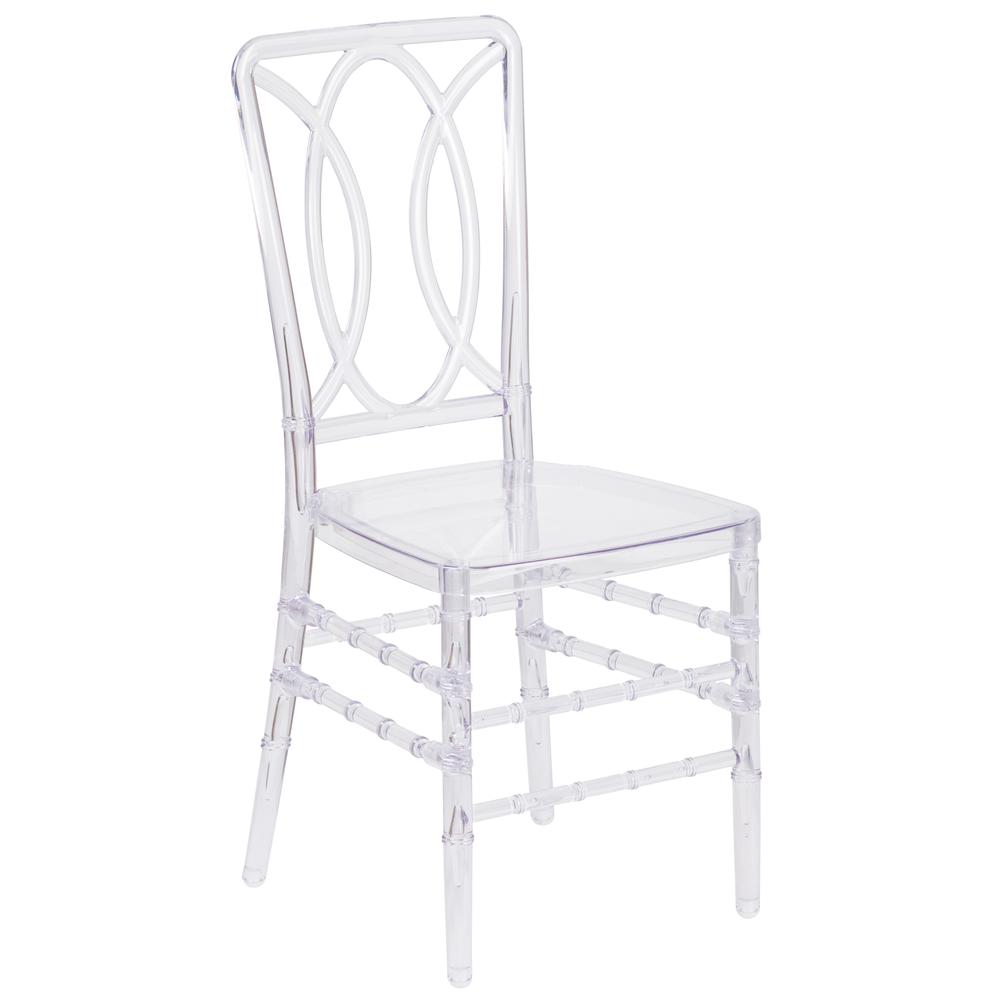 Flash Elegance Crystal Ice Stacking Chair with Designer Back