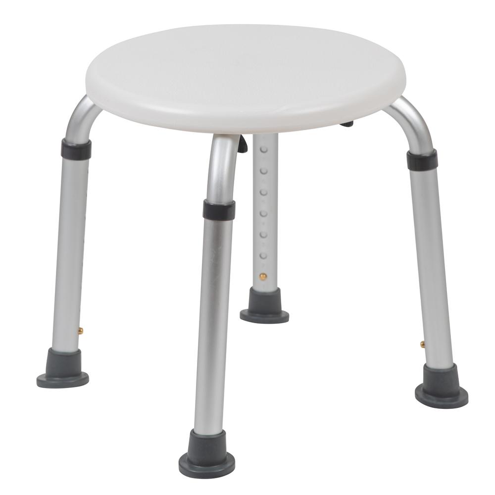 HERCULES Series Tool-Free and Quick Assembly, 300 Lb. Capacity, Adjustable White Bath & Shower Stool