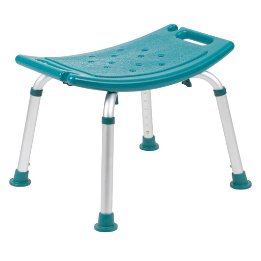 HERCULES Series Tool-Free and Quick Assembly, 300 Lb. Capacity, Adjustable Teal Bath & Shower Chair with Non-slip Feet