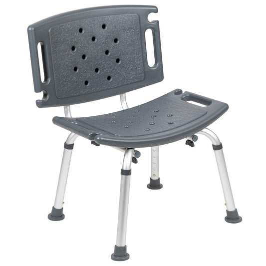 HERCULES Series Tool-Free and Quick Assembly, 300 Lb. Capacity, Adjustable Gray Bath & Shower Chair with Extra Large Back