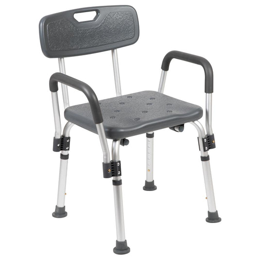 HERCULES Series 300 Lb. Capacity, Adjustable Gray Bath & Shower Chair with Depth Adjustable Back