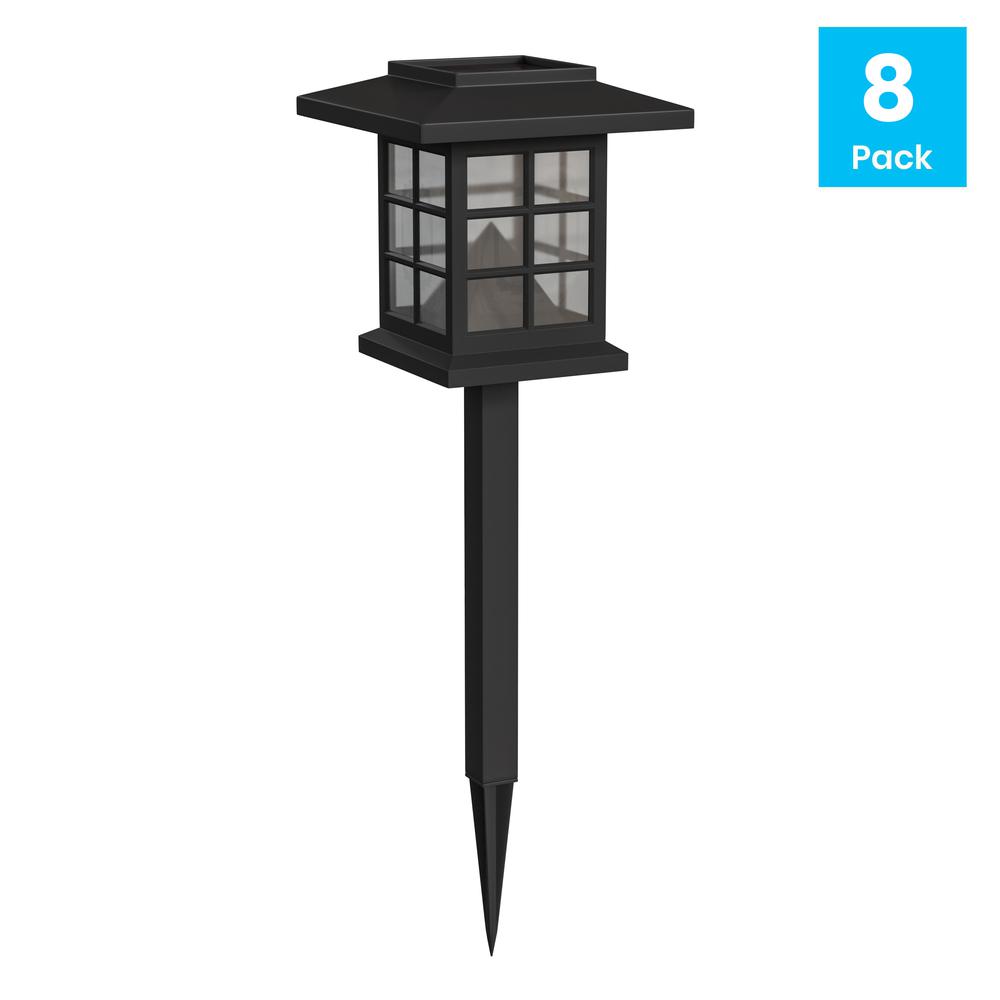 8 Pack Black Lantern Style LED Solar Lights Weather Resistant Outdoor Solar Powered Lights for Pathway, Garden, & Yard