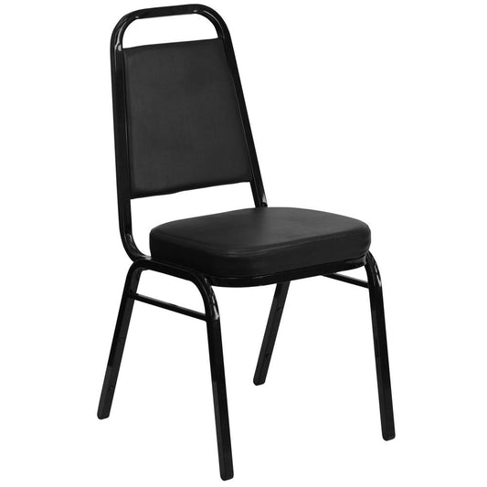 HERCULES Series Trapezoidal Back Stacking Banquet Chair in Black Vinyl / Black Frame