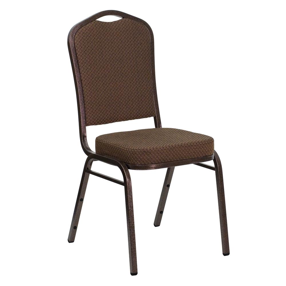 HERCULES Series Crown Back Stacking Banquet Chair in Brown Patterned Fabric - Copper Vein Frame