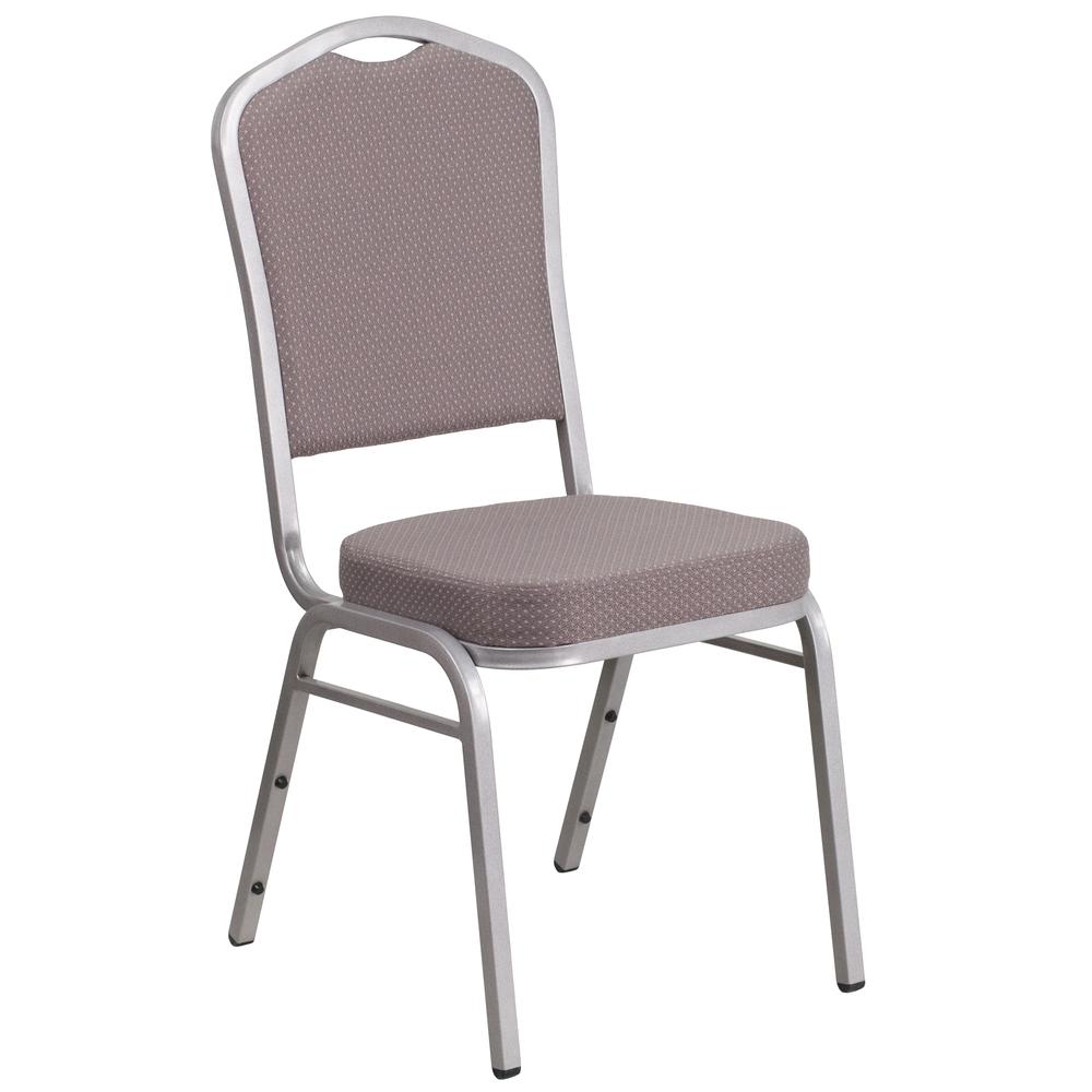 HERCULES Series Crown Back Stacking Banquet Chair in Gray Dot Fabric - Silver Frame