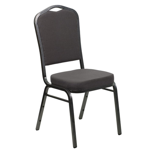 HERCULES Series Crown Back Stacking Banquet Chair in Gray Fabric - Silver Vein Frame