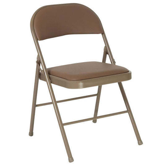 HERCULES Series Double Braced Beige Vinyl Folding Chair