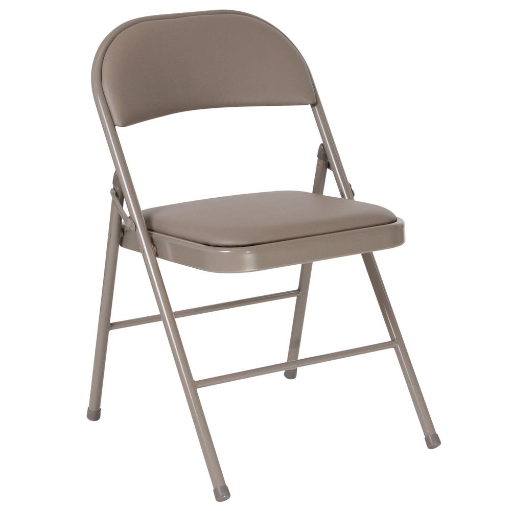 HERCULES Series Double Braced Gray Vinyl Folding Chair