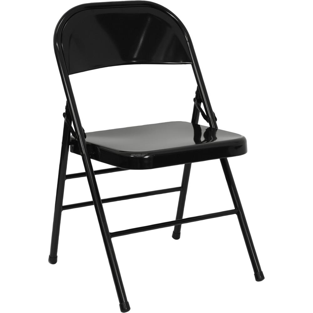 HERCULES Series Triple Braced & Double Hinged Black Metal Folding Chair