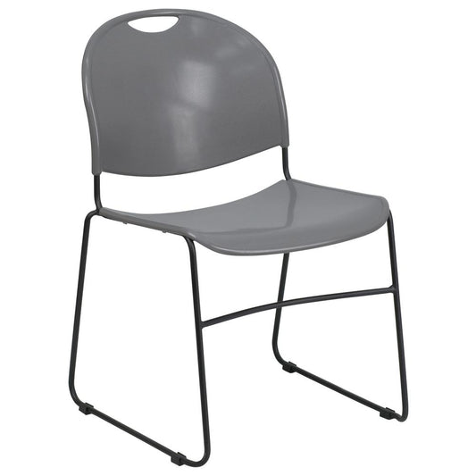 HERCULES Series 880 lb. Capacity Gray Ultra-Compact Stack Chair with Black Powder Coated Frame