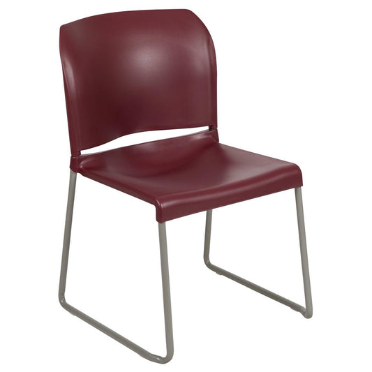 HERCULES Series 880 lb. Capacity Burgundy Full Back Contoured Stack Chair with Gray Powder Coated Sled Base