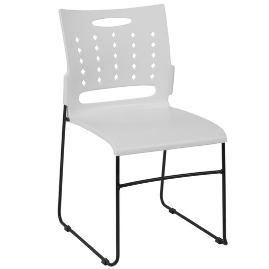 HERCULES Series 881 lb. Capacity White Sled Base Stack Chair with Air-Vent Back