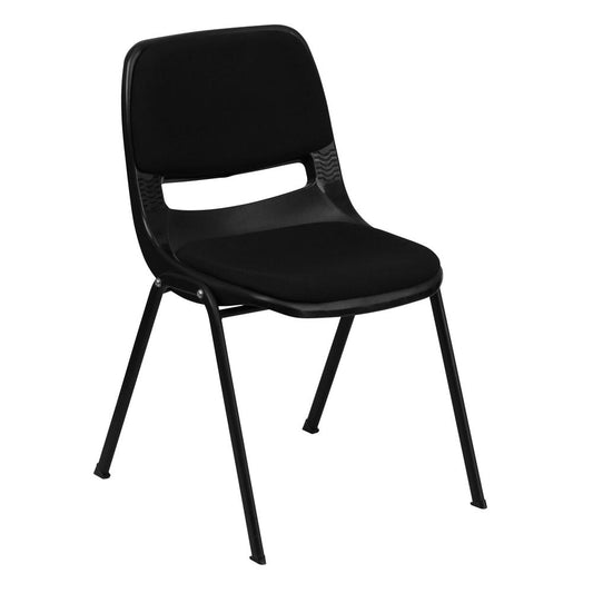 HERCULES Series 880 lb. Capacity Black Padded Ergonomic Shell Stack Chair with Black Frame