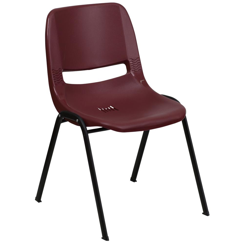 HERCULES Series 880 lb. Capacity Burgundy Ergonomic Shell Stack Chair with Black Frame