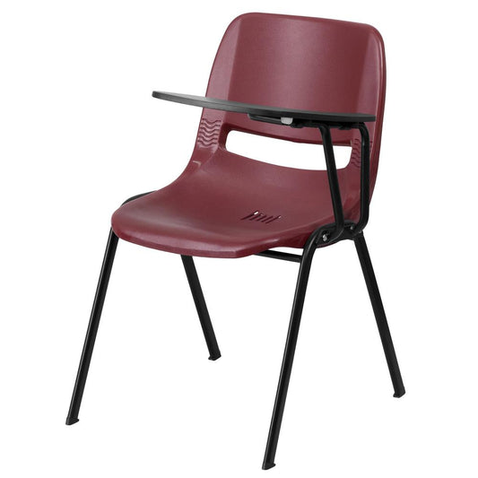 Burgundy Ergonomic Shell Chair with Left Handed Flip-Up Tablet Arm