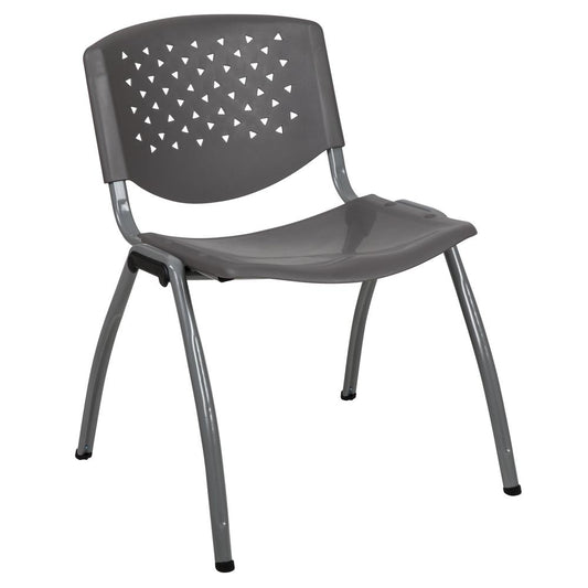 HERCULES Series 880 lb. Capacity Gray Plastic Stack Chair with Titanium Gray Powder Coated Frame