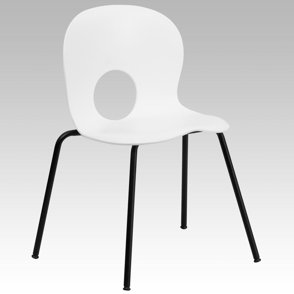 HERCULES Series 770 lb. Capacity Designer White Plastic Stack Chair with Black Frame