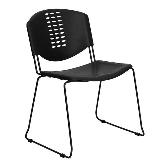 HERCULES Series 400 lb. Capacity Black Plastic Stack Chair with Black Frame