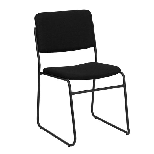 HERCULES Series 500 lb. Capacity High Density Black Fabric Stacking Chair with Sled Base