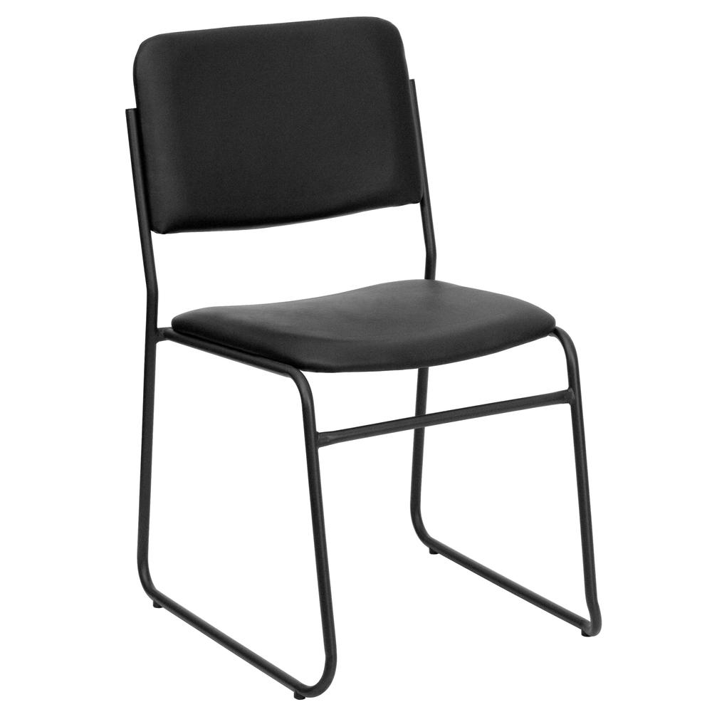 HERCULES Series 500 lb. Capacity High Density Black Vinyl Stacking Chair with Sled Base