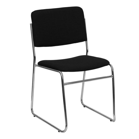 HERCULES Series 500 lb. Capacity Black Fabric High Density Stacking Chair with Chrome Sled Base