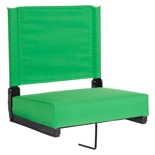 Grandstand Comfort Seats by Flash with 500 LB. Weight Capacity Lightweight Aluminum Frame and Ultra-Padded Seat in Bright Green