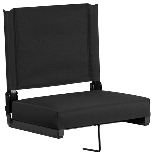 Grandstand Comfort Seats by Flash with 500 LB. Weight Capacity Lightweight Aluminum Frame and Ultra-Padded Seat in Black