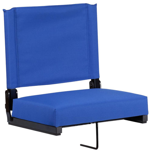 Grandstand Comfort Seats by Flash with 500 LB. Weight Capacity Lightweight Aluminum Frame and Ultra-Padded Seat in Blue