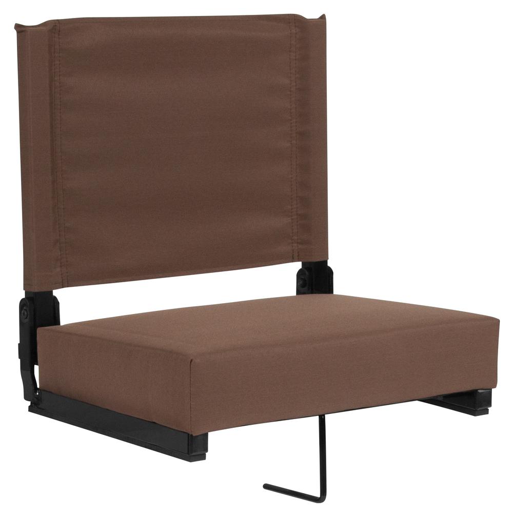 Grandstand Comfort Seats by Flash with 500 LB. Weight Capacity Lightweight Aluminum Frame and Ultra-Padded Seat in Brown