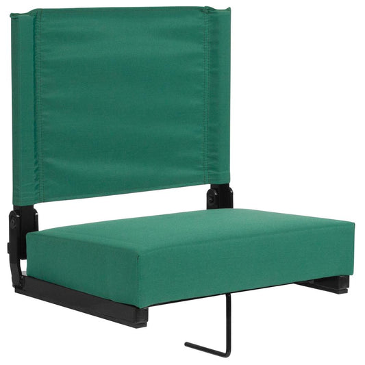 Grandstand Comfort Seats by Flash with 500 LB. Weight Capacity Lightweight Aluminum Frame and Ultra-Padded Seat in Hunter Green