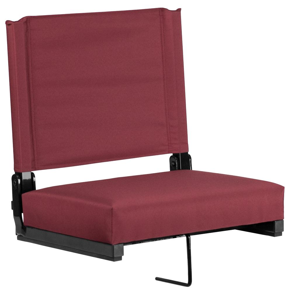 Grandstand Comfort Seats by Flash with 500 LB. Weight Capacity Lightweight Aluminum Frame and Ultra-Padded Seat in Maroon