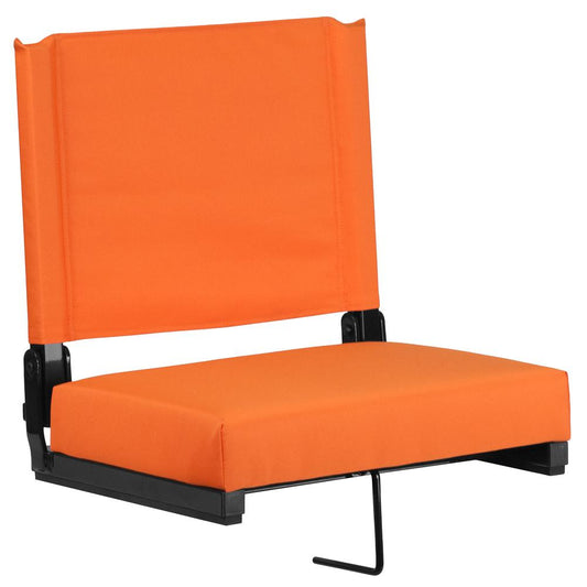 Grandstand Comfort Seats by Flash with 500 LB. Weight Capacity Lightweight Aluminum Frame and Ultra-Padded Seat in Orange