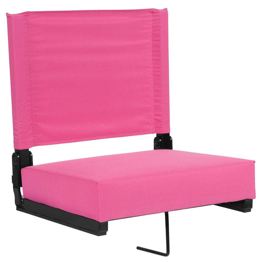 Grandstand Comfort Seats by Flash with 500 LB. Weight Capacity Lightweight Aluminum Frame and Ultra-Padded Seat in Pink