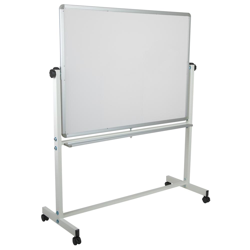 HERCULES Series 53"W x 62.5"H Reversible Mobile Cork Bulletin Board and White Board with Pen Tray