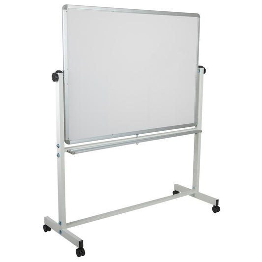 HERCULES Series 53"W x 62.5"H Reversible Mobile Cork Bulletin Board and White Board with Pen Tray