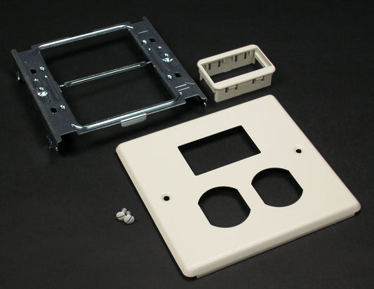 V4047BS - Wiremold - V4047BS 4047 Two Gang Cover and Ortronics Mini Adapter Fitting in Ivory