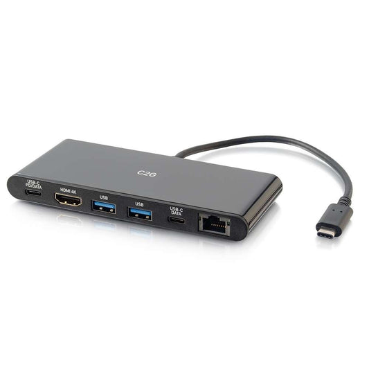 CG28845 - C2G - USB-C 6in1 Mini Dock with HDMI Ethernet USB and Power Delivery up to 60W 4K 30Hz