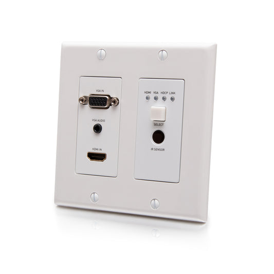 C2G31017 - C2G - HDMI HDBaseT VGA 3.5mm RS232 and IR over Cat Extender Dual Gang Wall Plate Transmitter 4K 60Hz