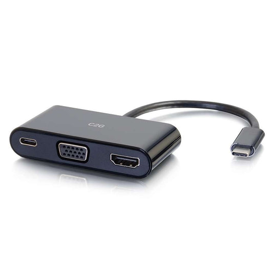 CG26884 - C2G - USB-C to 4K HDMI and VGA Multiport Adapter with Power Delivery up to 60W Black