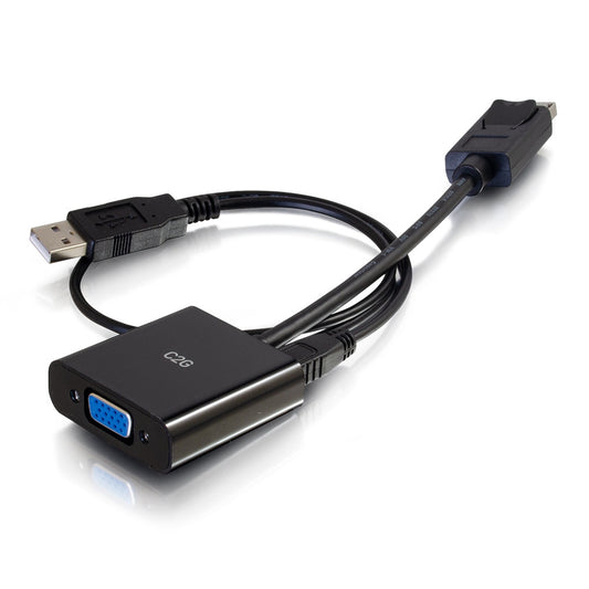 CG54682 - C2G - 18 Inch DisplayPort Male to VGA plus Audio Female Active Adapter Converter Black