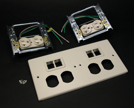 V4047-2WWTT - Wiremold - V40472WWTT 4047 Four Gang Cover With Two Tracjack Mini Adapters in Ivory