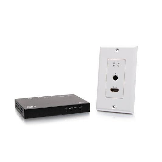 C2G30025 - C2G - HDMI HDBaseT RS232 and IR over Cat Extender Single Gang Wall Plate Transmitter to UltraSlim Box Receiver 4K 60Hz