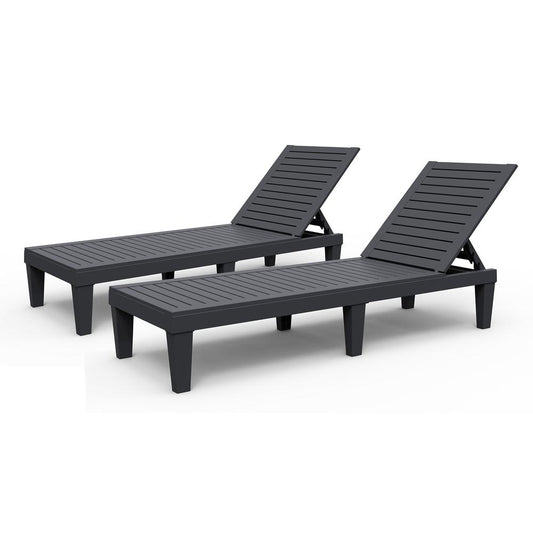 OSLO Patio Reclining Sun lounger Black - SET OF 2