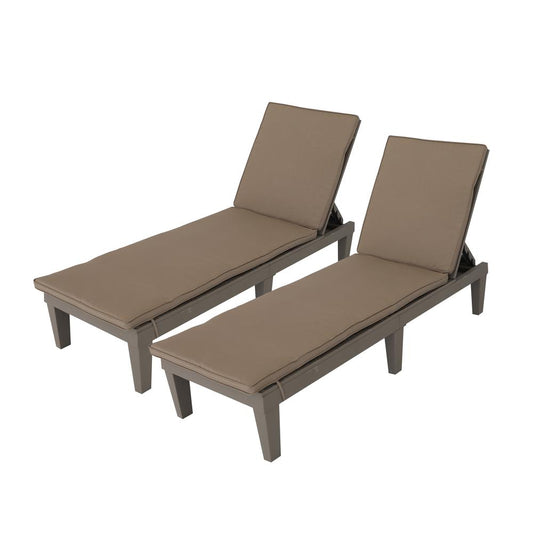 OSLO Patio Reclining Sun lounger Grey  with Beige Cushion  - SET OF 2